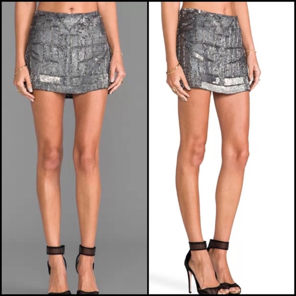 Parker Layla NWT!! Size 4 Mini embellished skirt gunmetal. - Picture 1 of 4